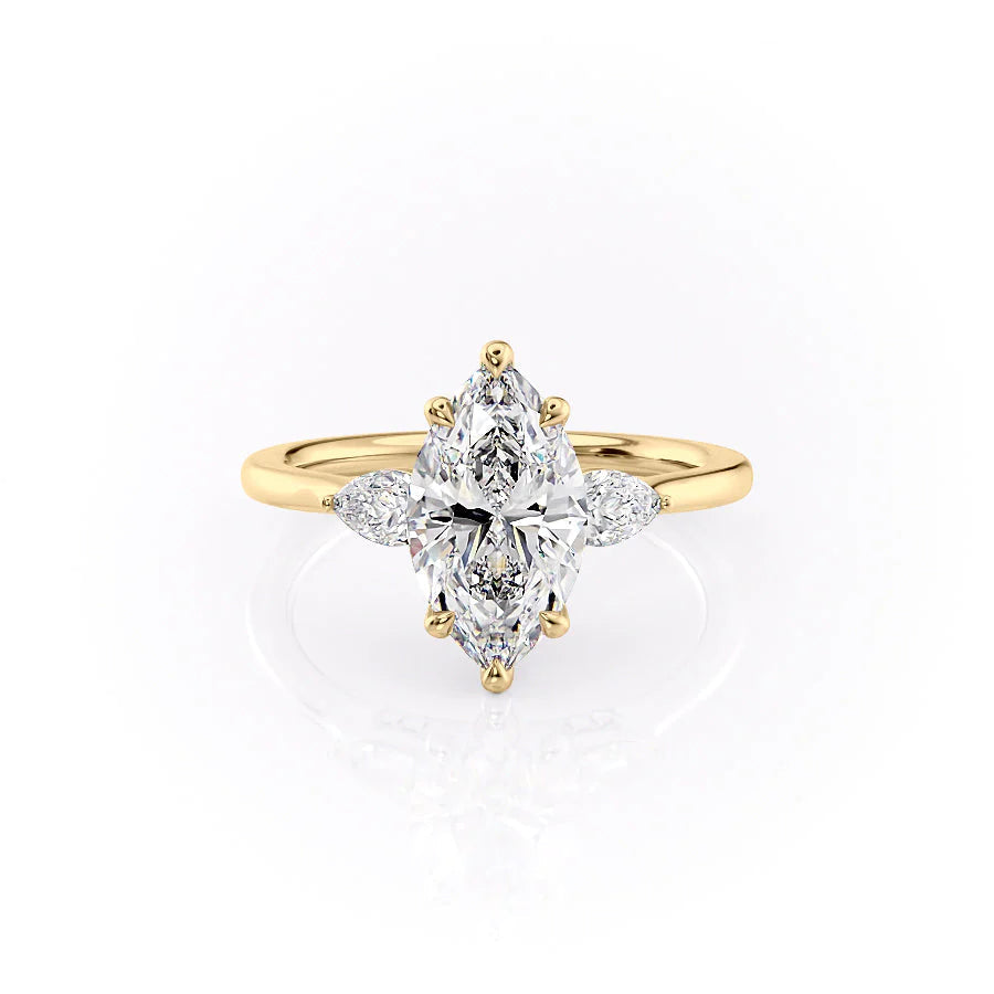 The Macy Set With Marquise Side Stone Lab Diamond 1 Carat 14K Gold#material_gold