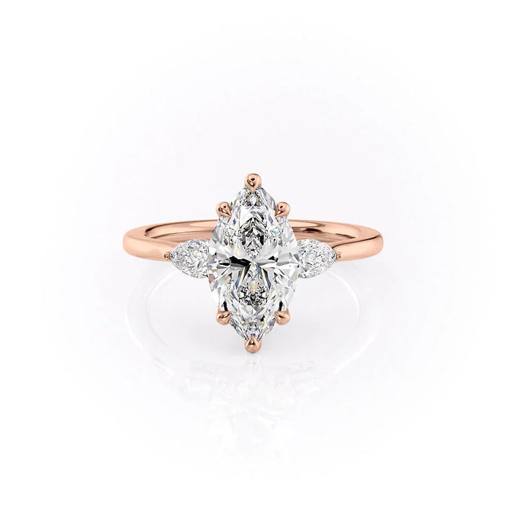 The Macy Set With Marquise Side Stone Lab Diamond 1 Carat 14K Rose#material_rose