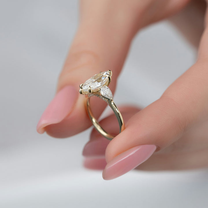 The Macy Marquise Lab Diamond Moissanite Engagement Ring *Shown with 1.5 ct #material_gold