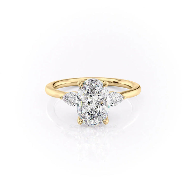 The Macy Set With Oval Side Stone Lab Diamond 1 Carat 14K Gold#material_gold