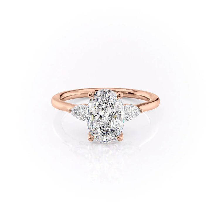 The Macy Set With Oval Side Stone Lab Diamond 1 Carat 14K Rose#material_rose