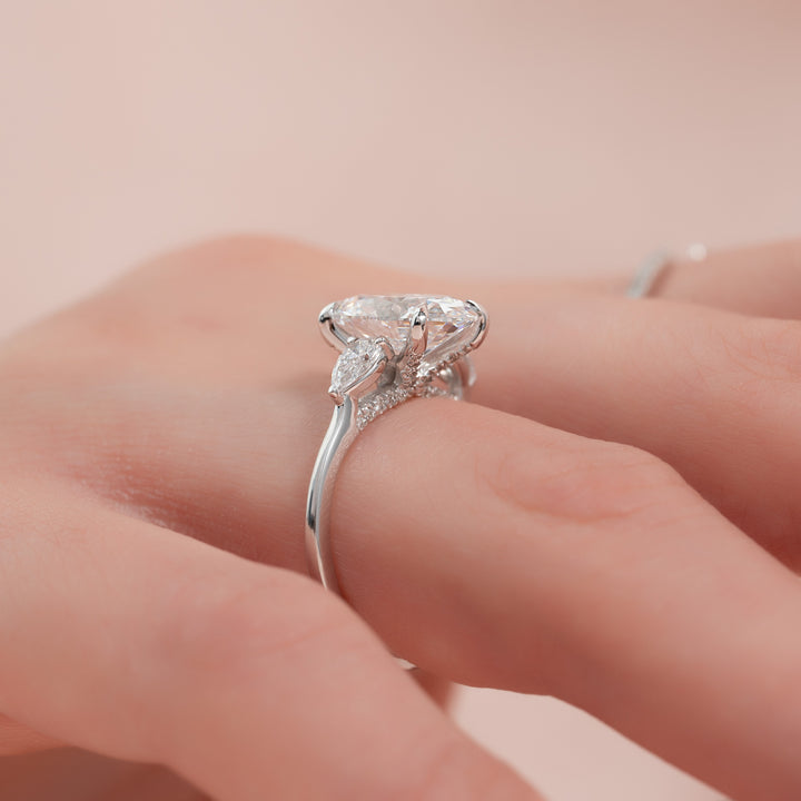 The Macy Oval Lab Diamond Moissanite Engagement Ring *Shown with 2.5 ct #material_white