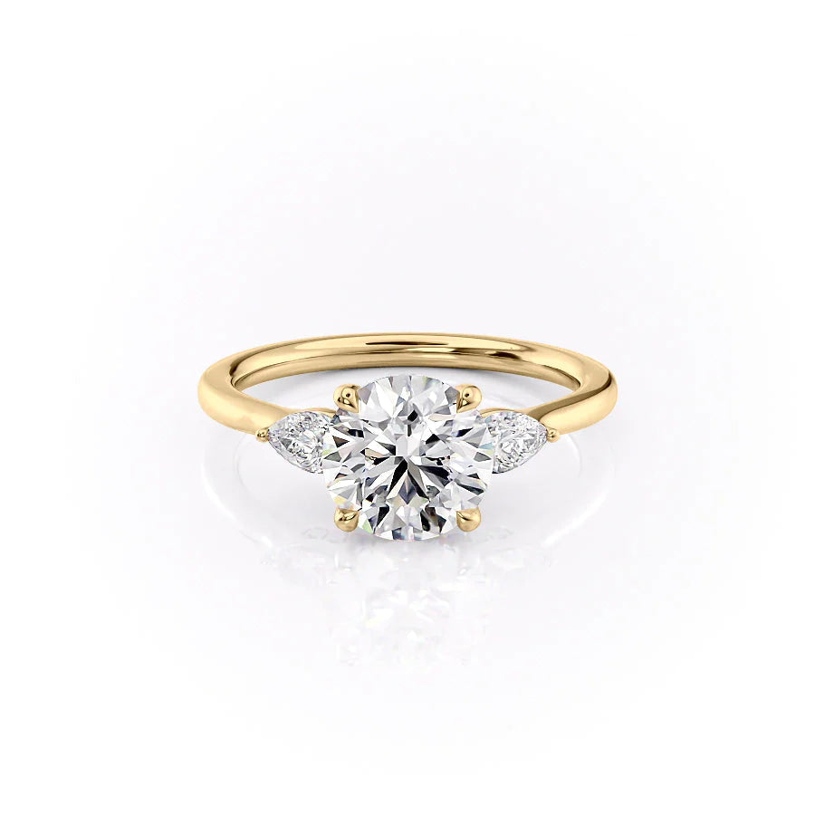 The Macy Set With Round Side Stone Lab Diamond 1 Carat 14K Gold#material_gold