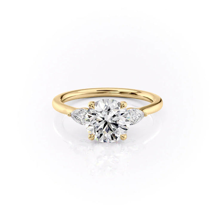 The Macy Set With Round Side Stone Lab Diamond 1 Carat 14K Gold#material_gold