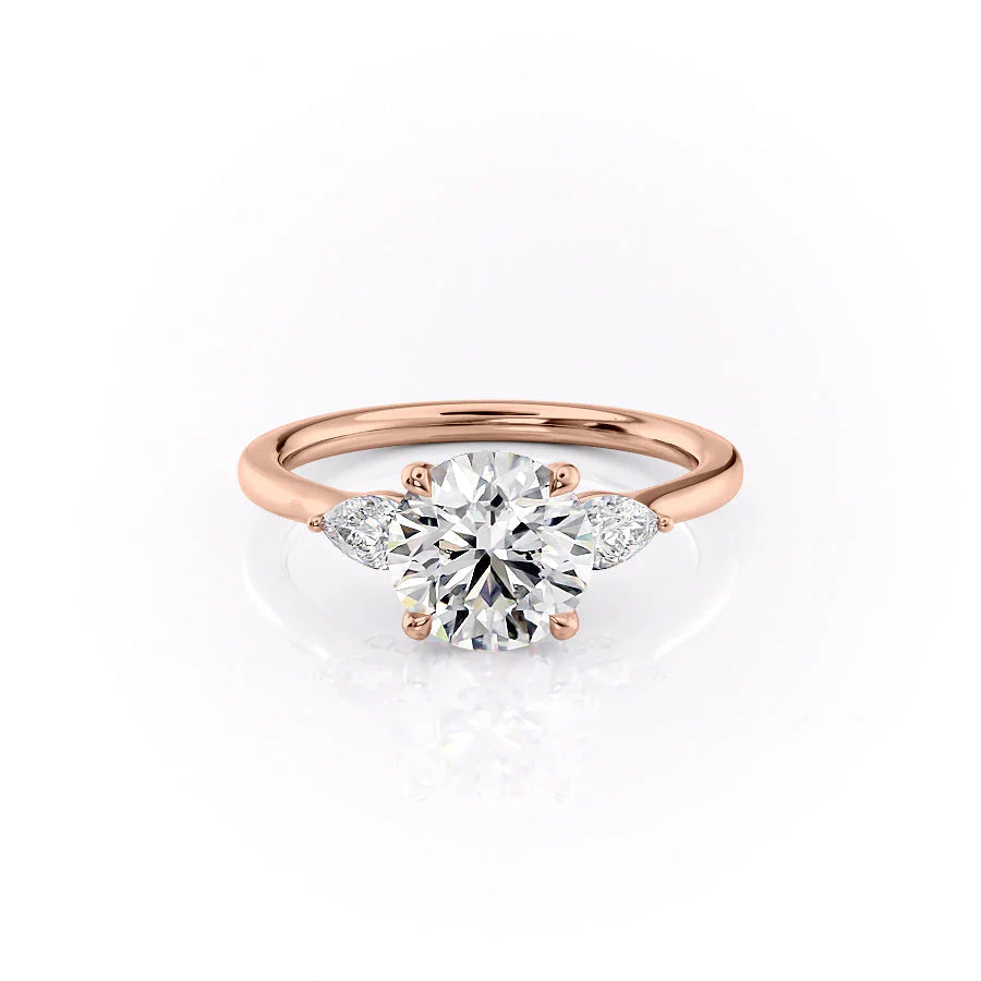 The Macy Set With Round Side Stone Lab Diamond 1 Carat 14K Rose#material_rose