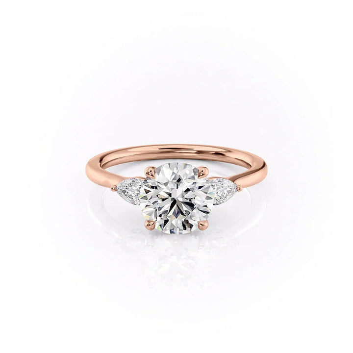 The Macy Set With Round Side Stone Lab Diamond 1 Carat 14K Rose#material_rose