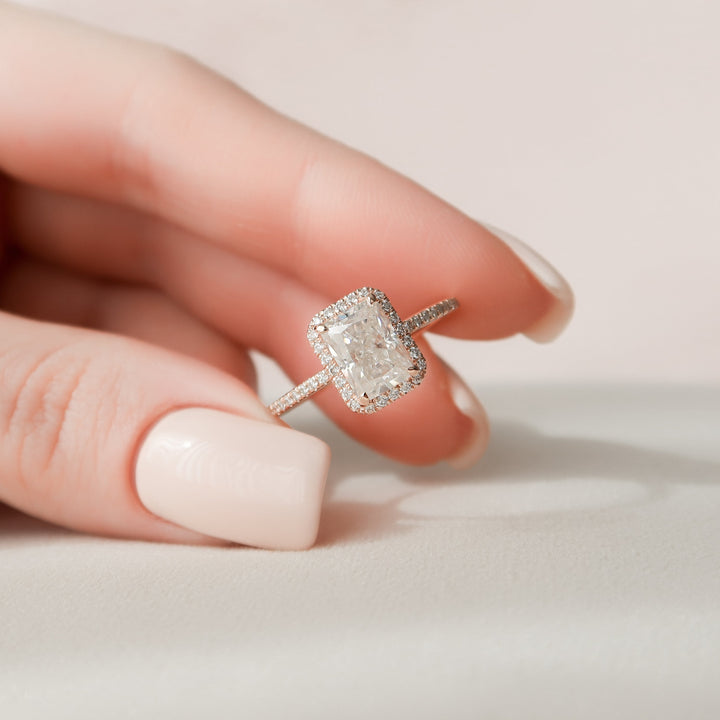 The Madelyn Radiant Lab Diamond Moissanite Engagement Ring *Shown with 2 ct #material_rose