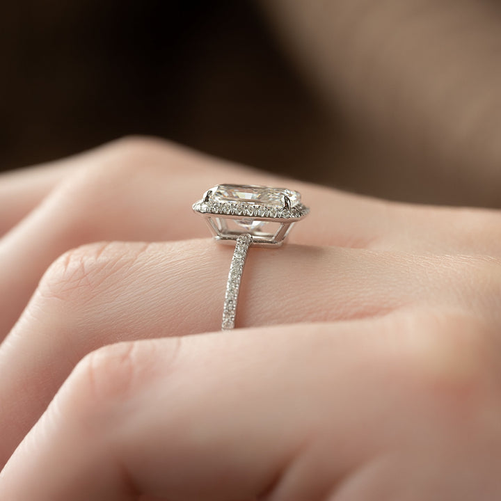 The Madelyn Radiant Lab Diamond Moissanite Engagement Ring *Shown with 3 ct #material_white