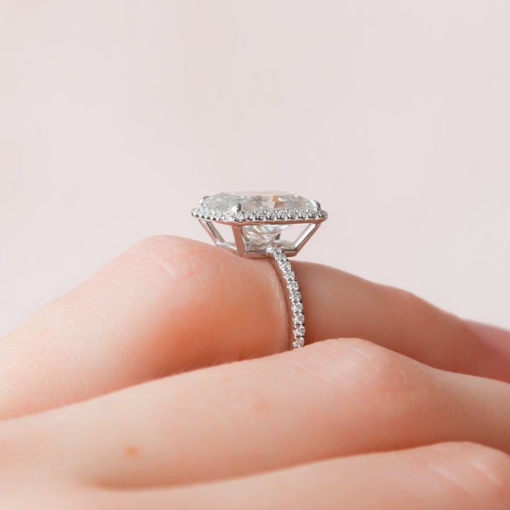 The Madelyn Radiant Lab Diamond Moissanite Engagement Ring *Shown with 5 ct #material_white