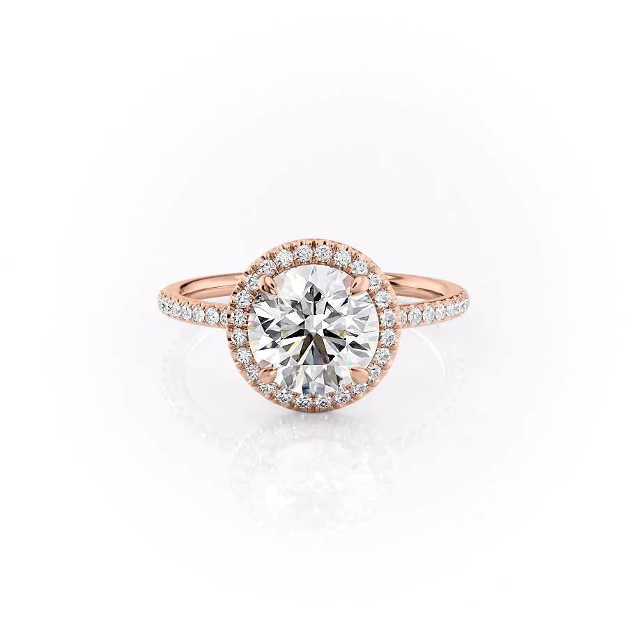 The Madelyn Set With Round Pave Lab Diamond 1 Carat 14K Rose#material_rose