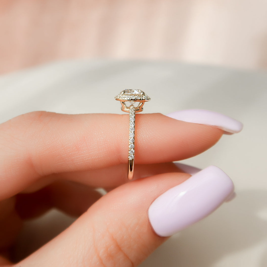 The Madelyn Round Lab Diamond Moissanite Engagement Ring