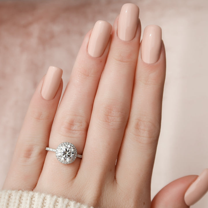 The Madelyn Round Lab Diamond Moissanite Engagement Ring *Shown with 2 ct #material_white