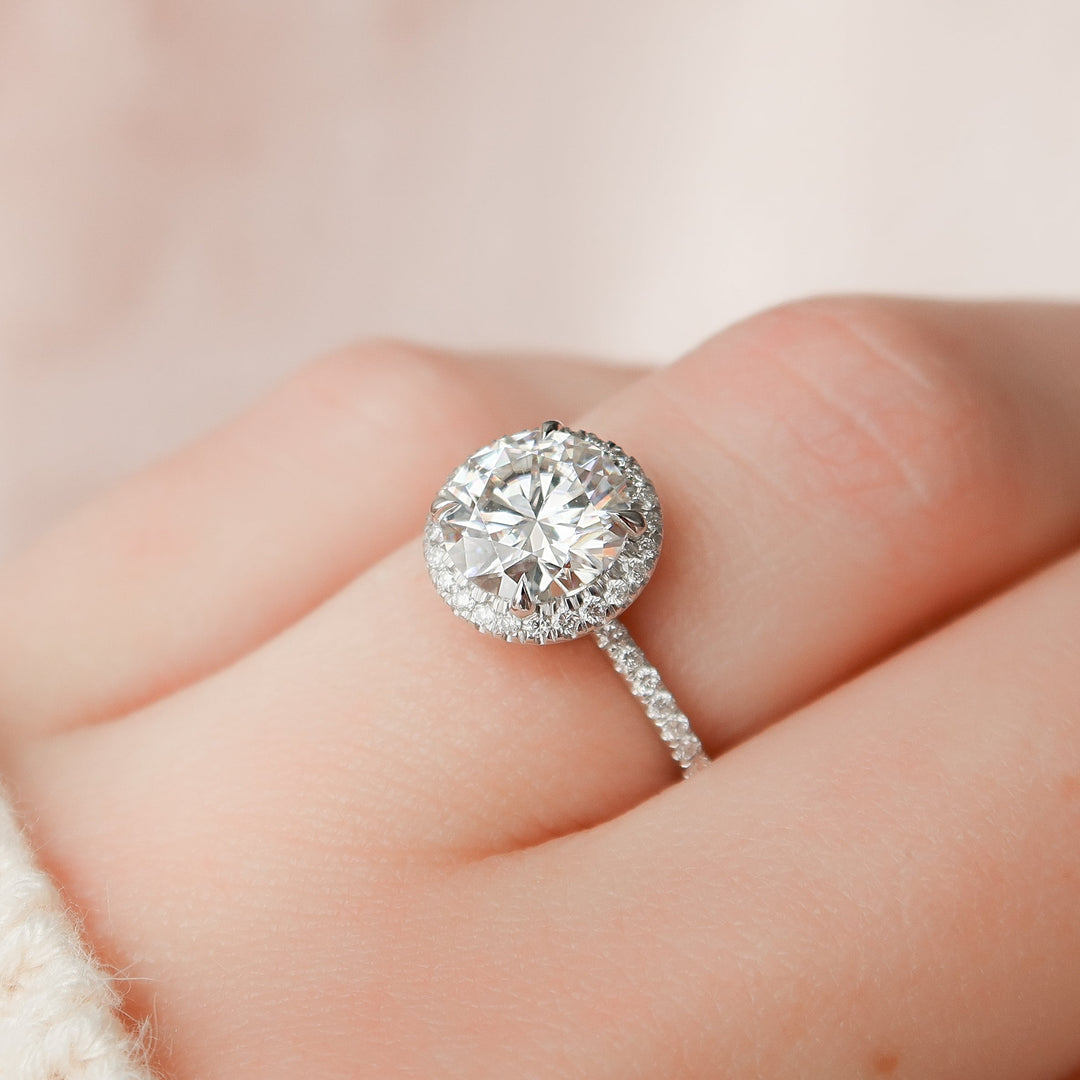 The Madelyn Round Lab Diamond Moissanite Engagement Ring