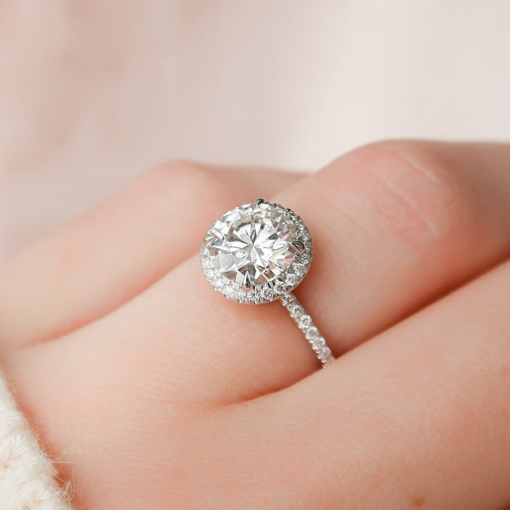 The Madelyn Round Lab Diamond Moissanite Engagement Ring *Shown with 2 ct #material_white