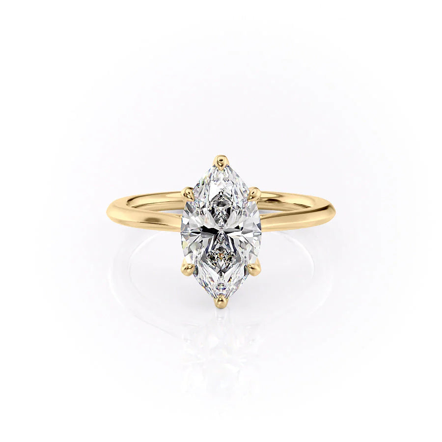 The Meera Set With Marquise Solitaire Lab Diamond 1 Carat 14K Gold#material_gold