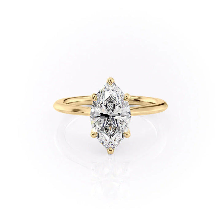 The Meera Set With Marquise Solitaire Lab Diamond 1 Carat 14K Gold#material_gold