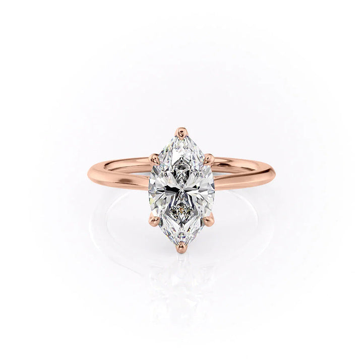 The Meera Set With Marquise Solitaire Lab Diamond 1 Carat 14K Rose#material_rose