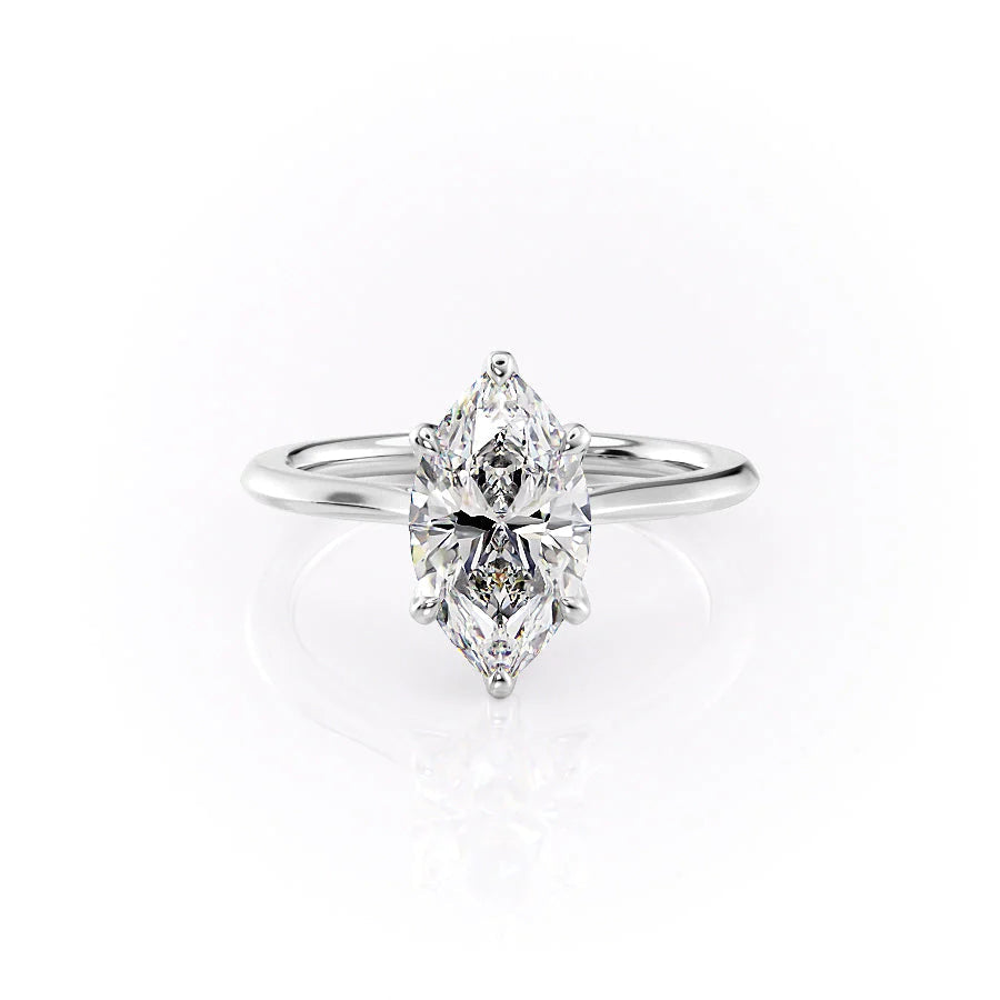 The Meera Set With Marquise Solitaire Lab Diamond 1 Carat 14K White#material_white