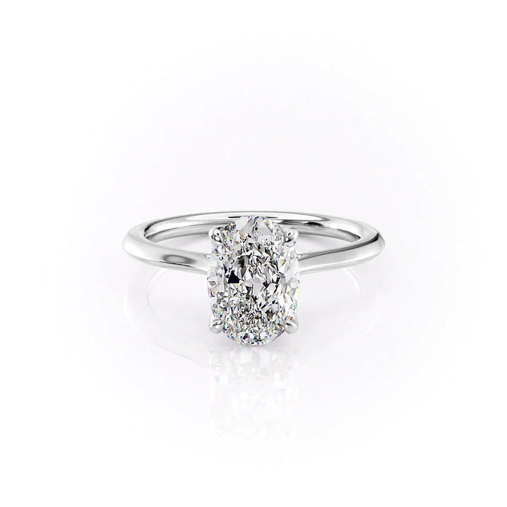 The Meera Set With Oval Solitaire Lab Diamond 1 Carat 14K White#material_white