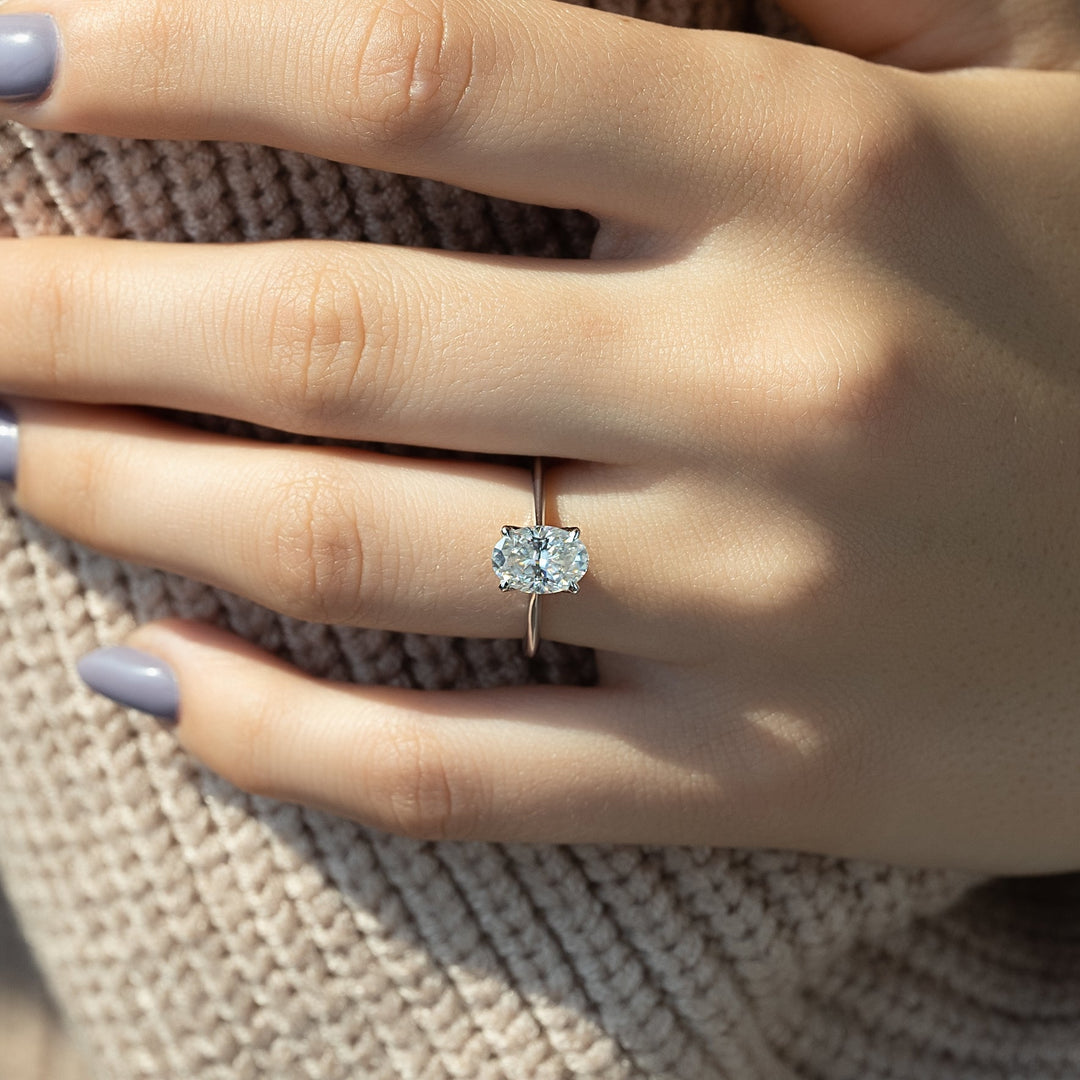 The Meera Oval Lab Diamond Moissanite Engagement Ring