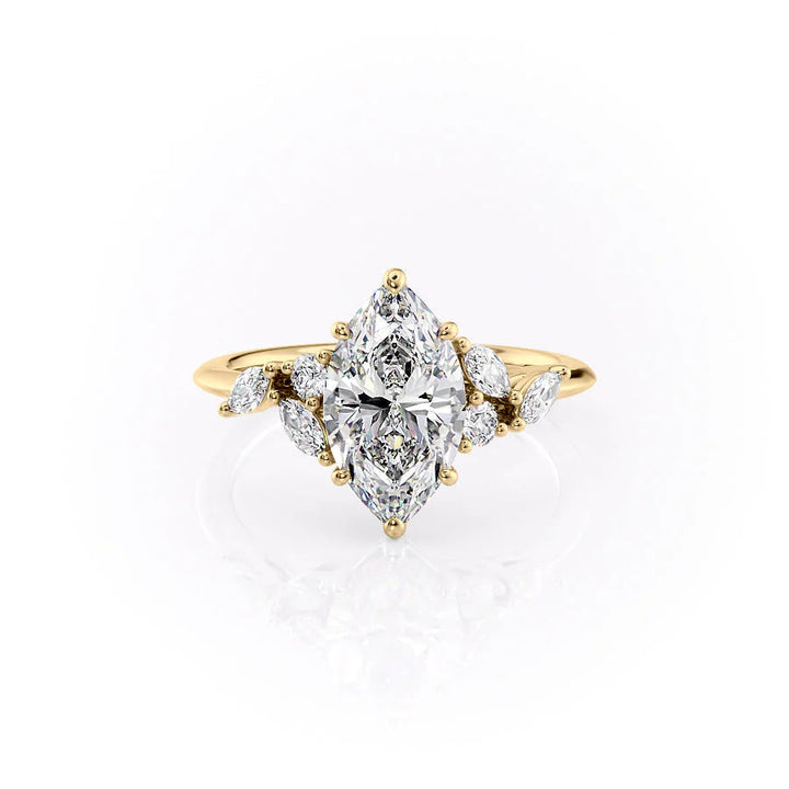 The Miranda Set With Marquise Side Stone Lab Diamond 1 Carat 14K Gold#material_gold