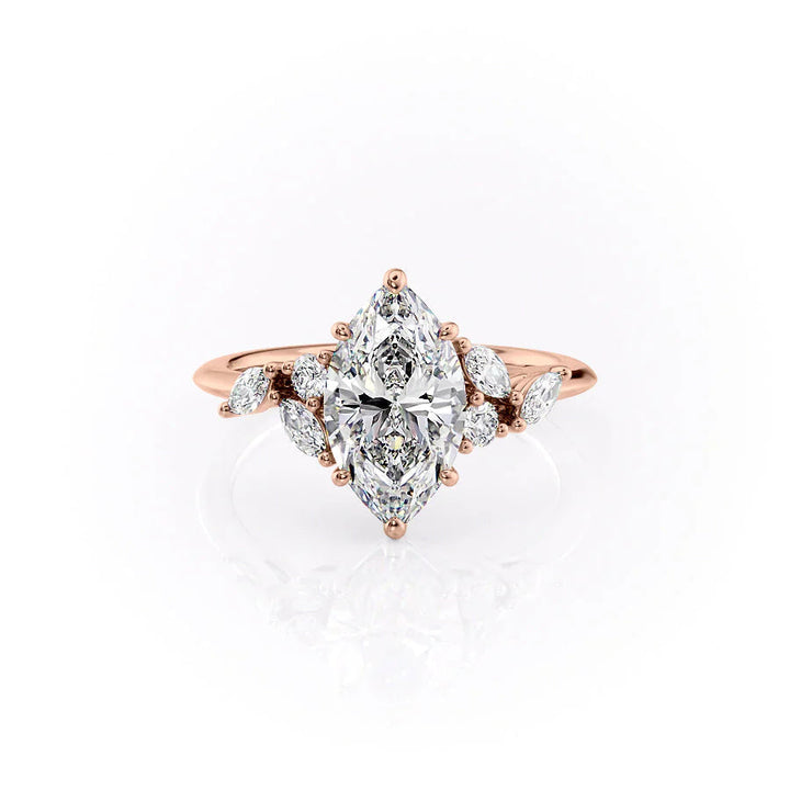 The Miranda Set With Marquise Side Stone Lab Diamond 1 Carat 14K Rose#material_rose