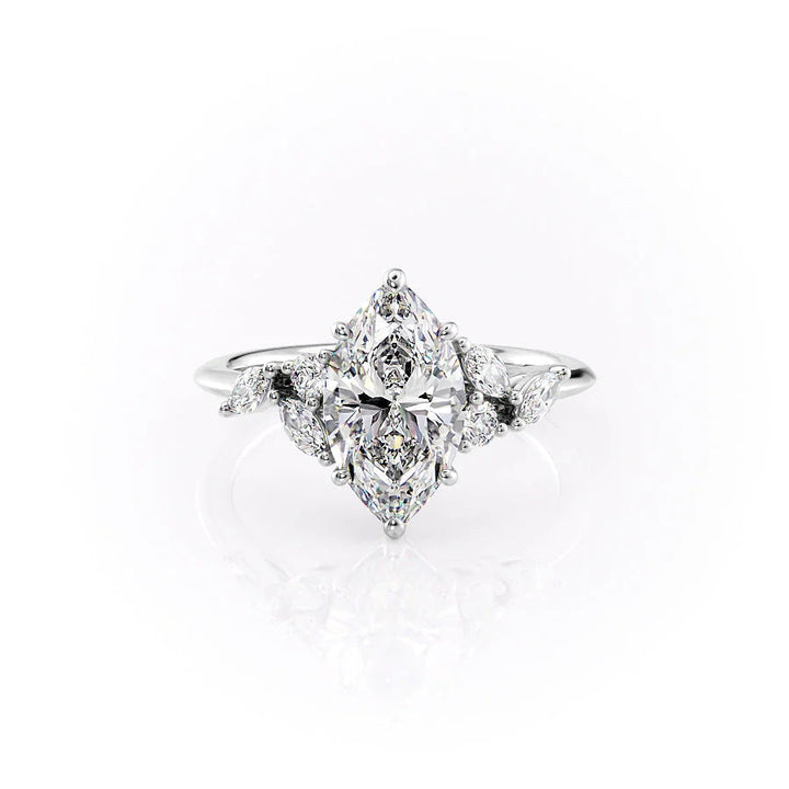 The Miranda Set With Marquise Side Stone Lab Diamond 1 Carat 14K White#material_white