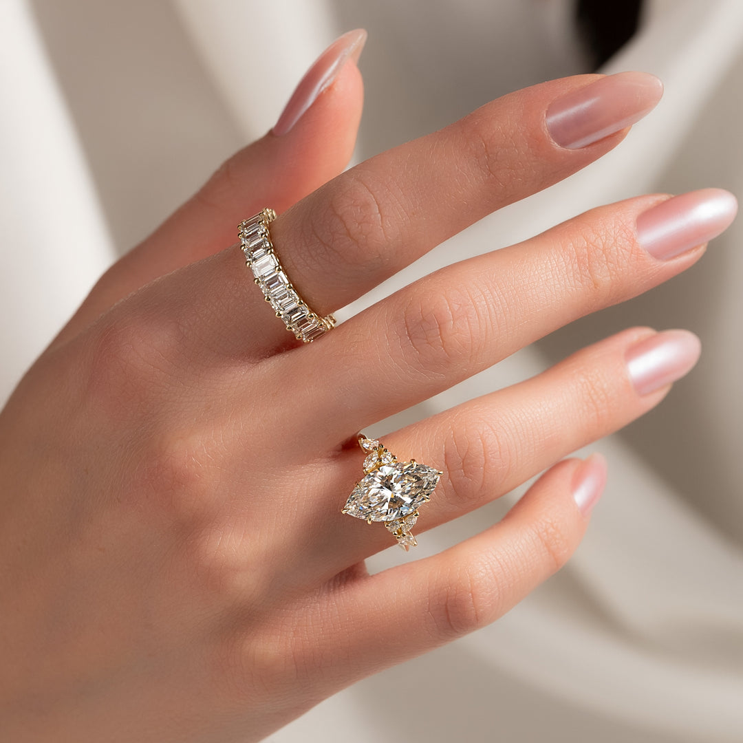 The Miranda Marquise Lab Diamond Moissanite Engagement Ring
