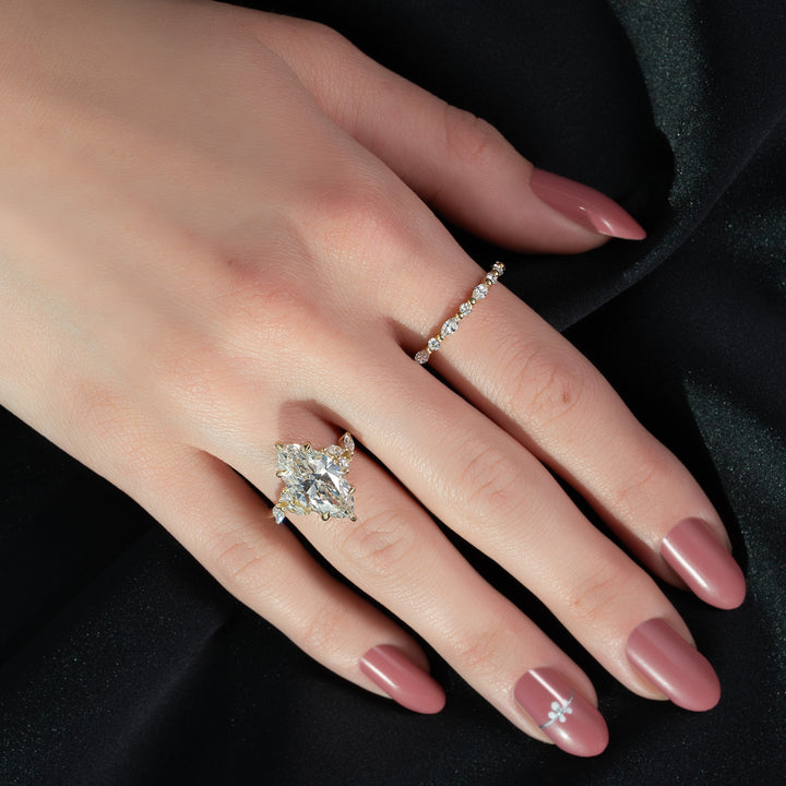 The Miranda Marquise Lab Diamond Moissanite Engagement Ring *Shown with 4.5 ct #material_gold