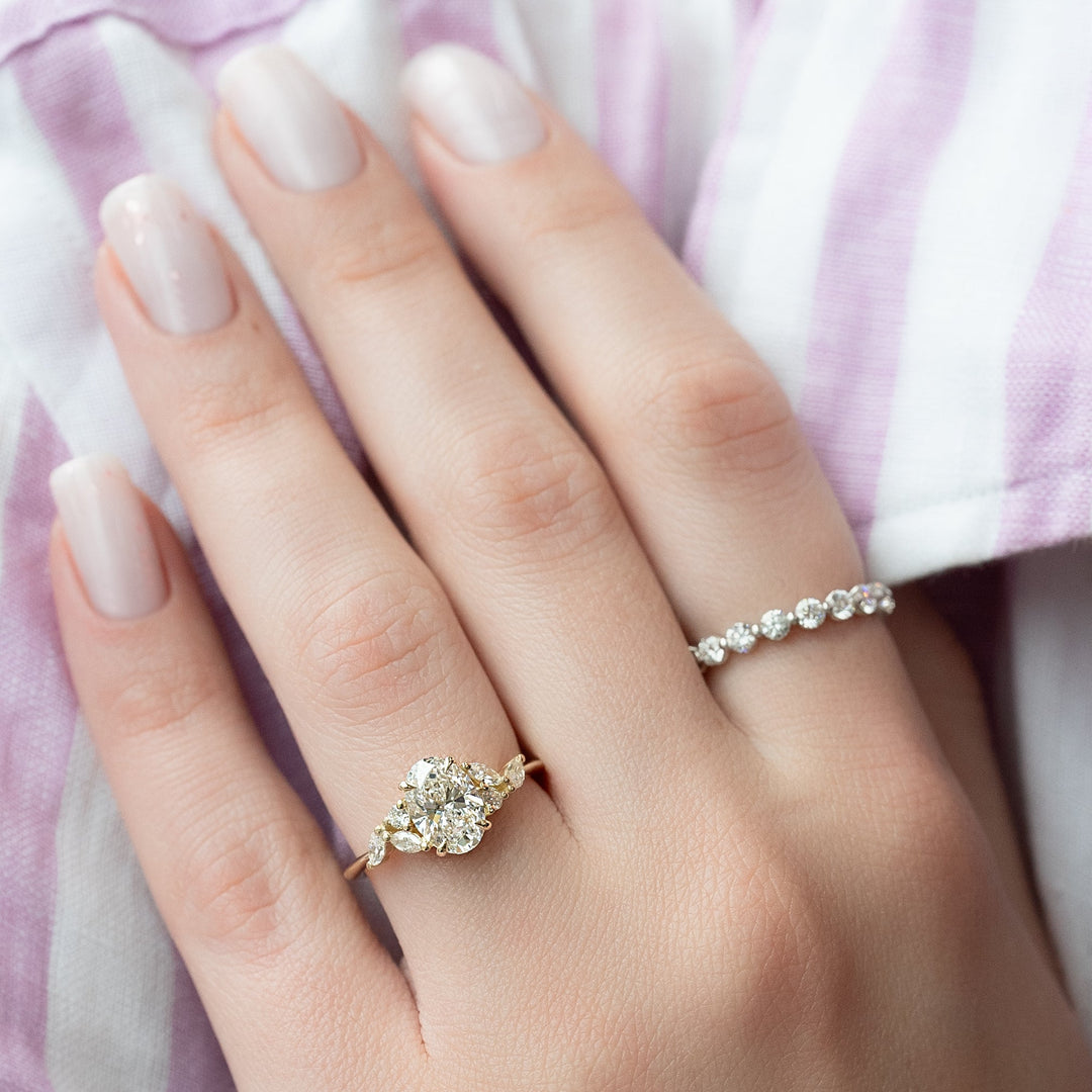 The Miranda Oval Lab Diamond Moissanite Engagement Ring