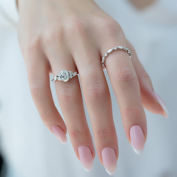 The Miranda Oval Lab Diamond Moissanite Engagement Ring *Shown with 1 ct #material_white