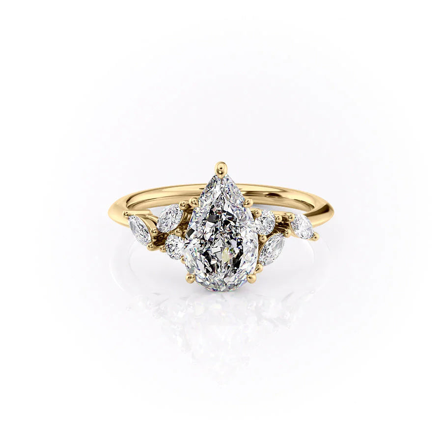 The Miranda Set With Pear Side Stone Lab Diamond 1 Carat 14K Gold#material_gold
