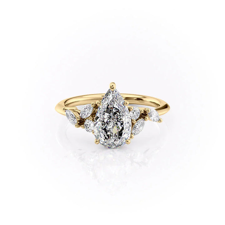 The Miranda Set With Pear Side Stone Lab Diamond 1 Carat 14K Gold#material_gold