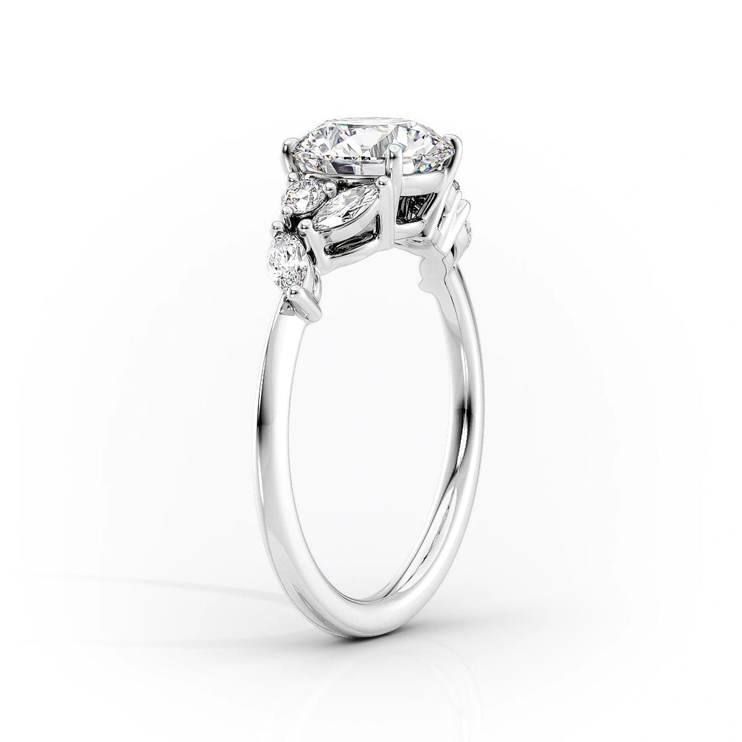 The Miranda Set With Pear Side Stone Lab Diamond 1.5 Carat 14K White#material_white