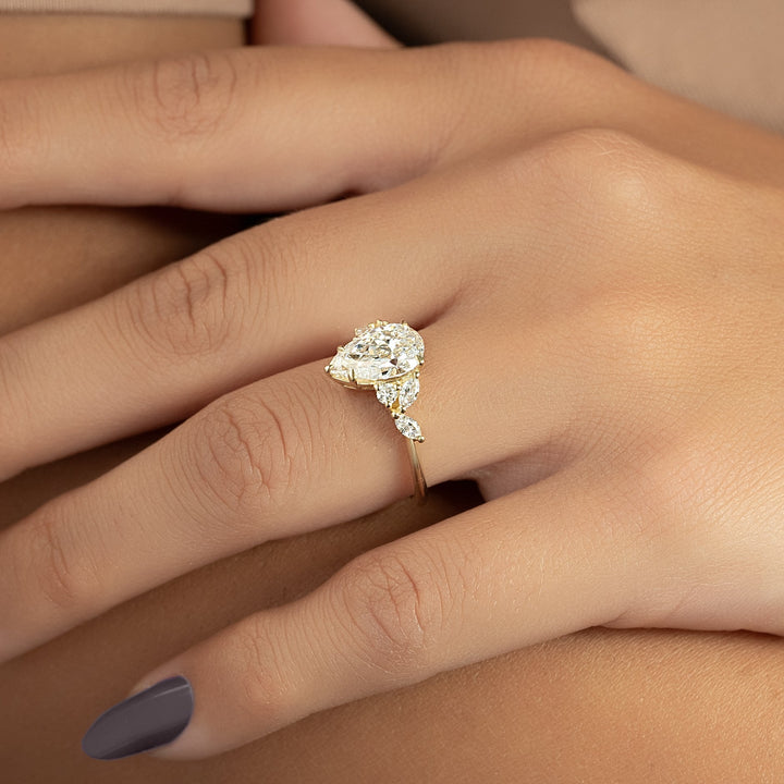 The Miranda Pear Lab Diamond Moissanite Engagement Ring *Shown with 2 ct #material_gold