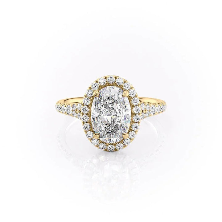 The Molly Set With Oval Pave Lab Diamond 1 Carat 14K Gold#material_gold