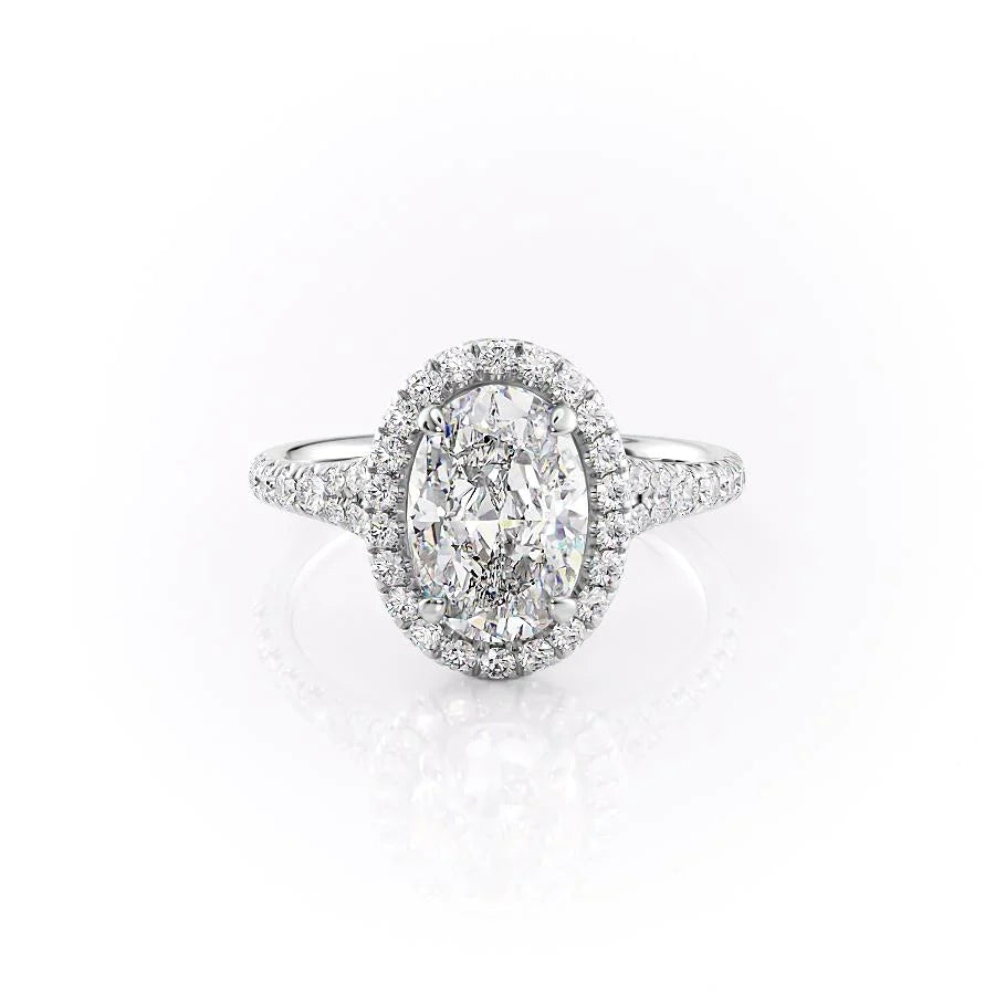 The Molly Set With Oval Pave Lab Diamond 1 Carat 14K White#material_white