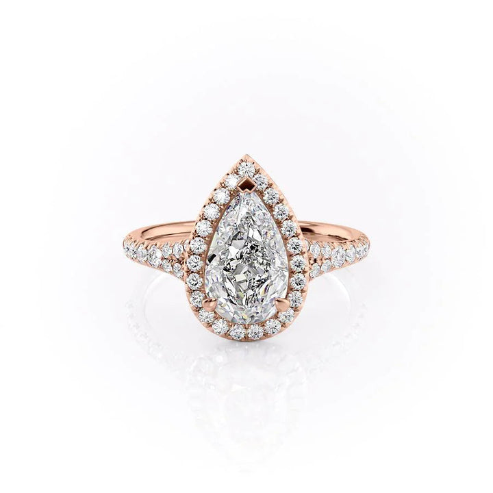 The Molly Set With Pear Pave Lab Diamond 1 Carat 14K Rose#material_rose