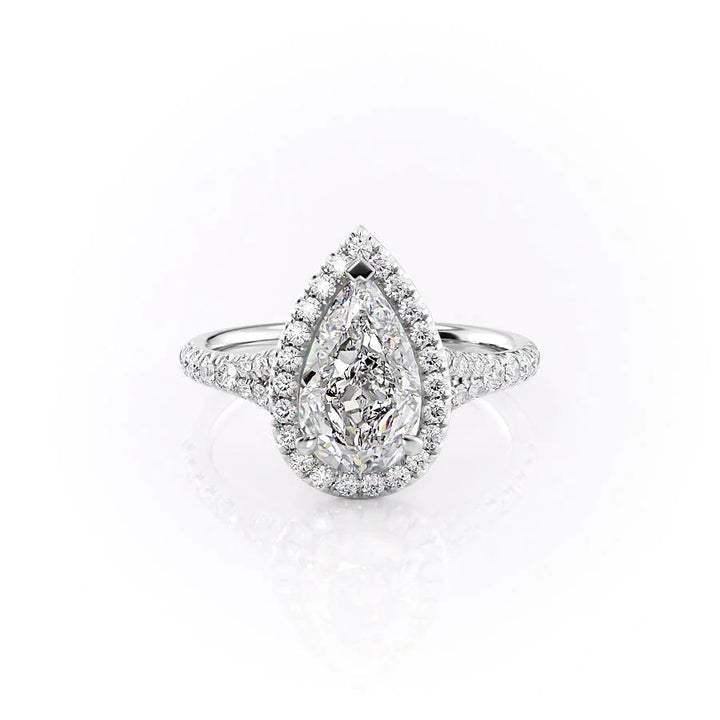 The Molly Set With Pear Pave Lab Diamond 1 Carat 14K White#material_white