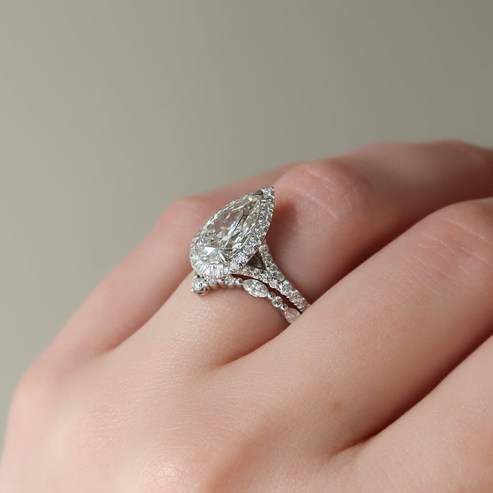 The Molly Pear Lab Diamond Moissanite Engagement Ring *Shown with 2.5 ct #material_white