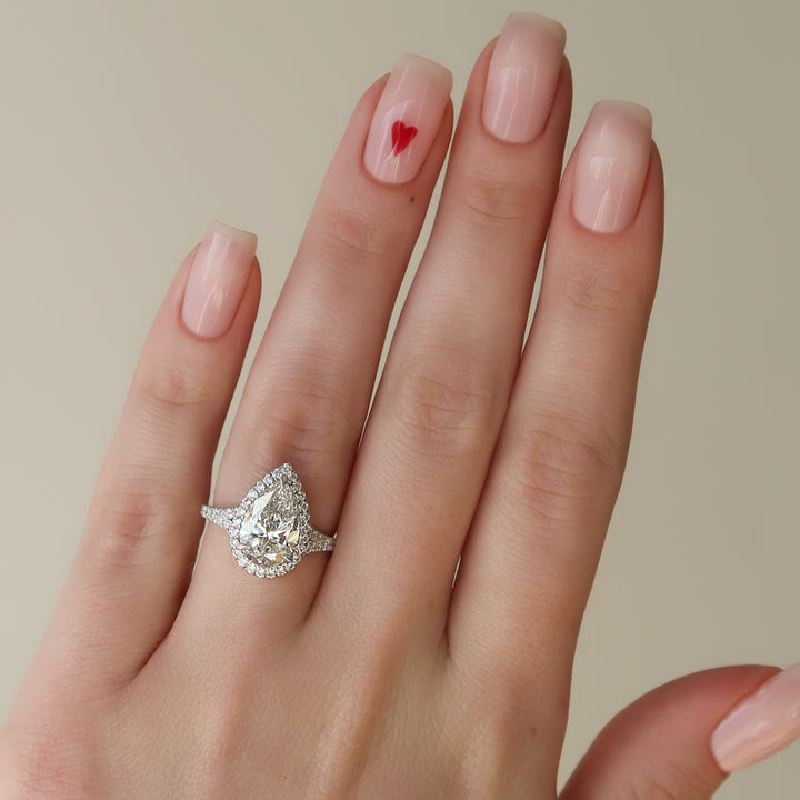 The Molly Pear Lab Diamond Moissanite Engagement Ring *Shown with 2.5 ct #material_white