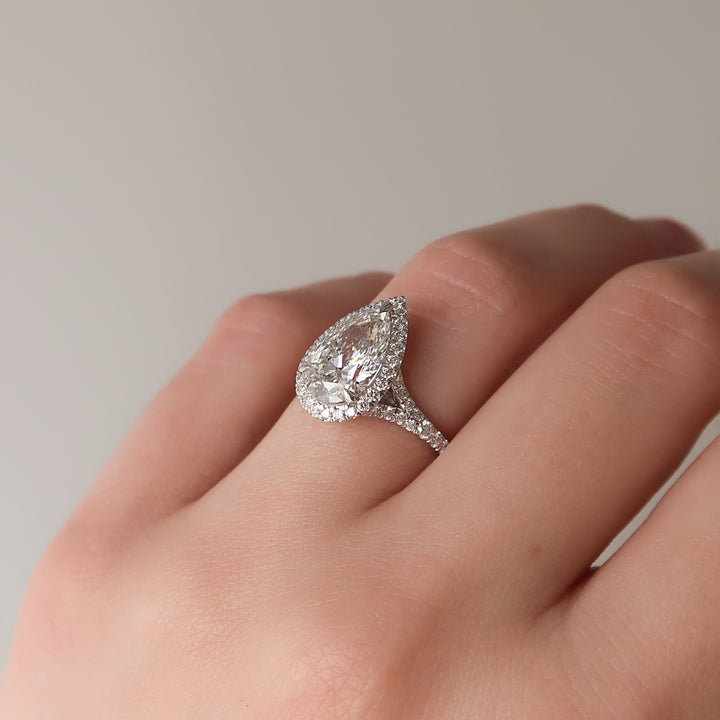 The Molly Pear Lab Diamond Moissanite Engagement Ring *Shown with 2.5 ct #material_white