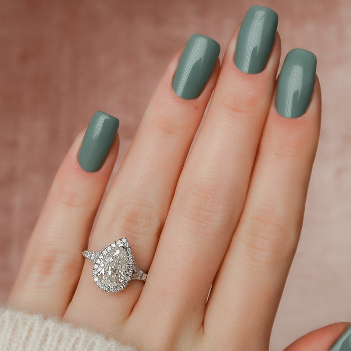 The Molly Pear Lab Diamond Moissanite Engagement Ring *Shown with 2 ct #material_white