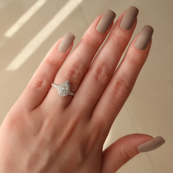 The Molly Pear Lab Diamond Moissanite Engagement Ring *Shown with 1 ct #material_white