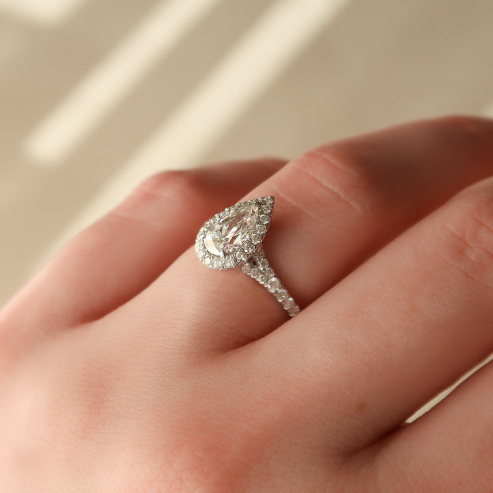 The Molly Pear Lab Diamond Moissanite Engagement Ring *Shown with 1 ct #material_white