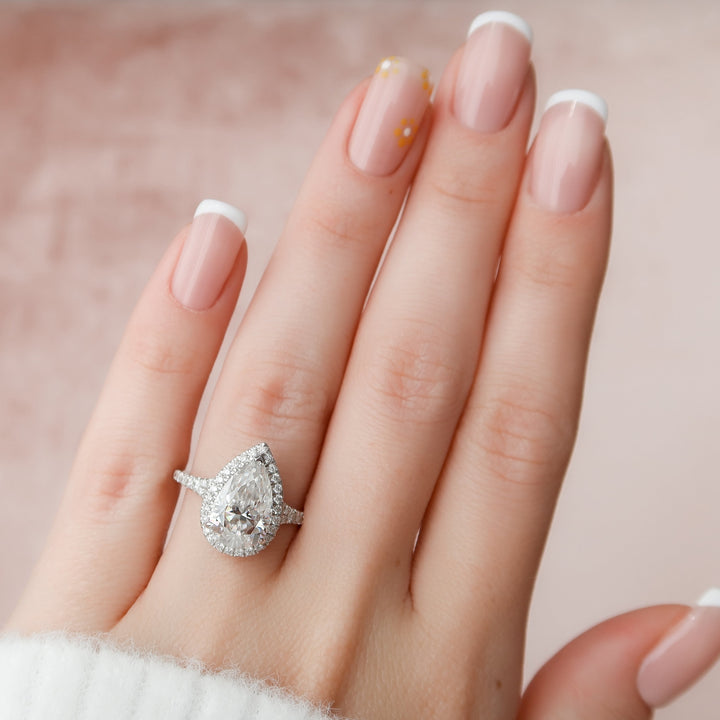 The Molly Pear Lab Diamond Moissanite Engagement Ring *Shown with 3 ct #material_white