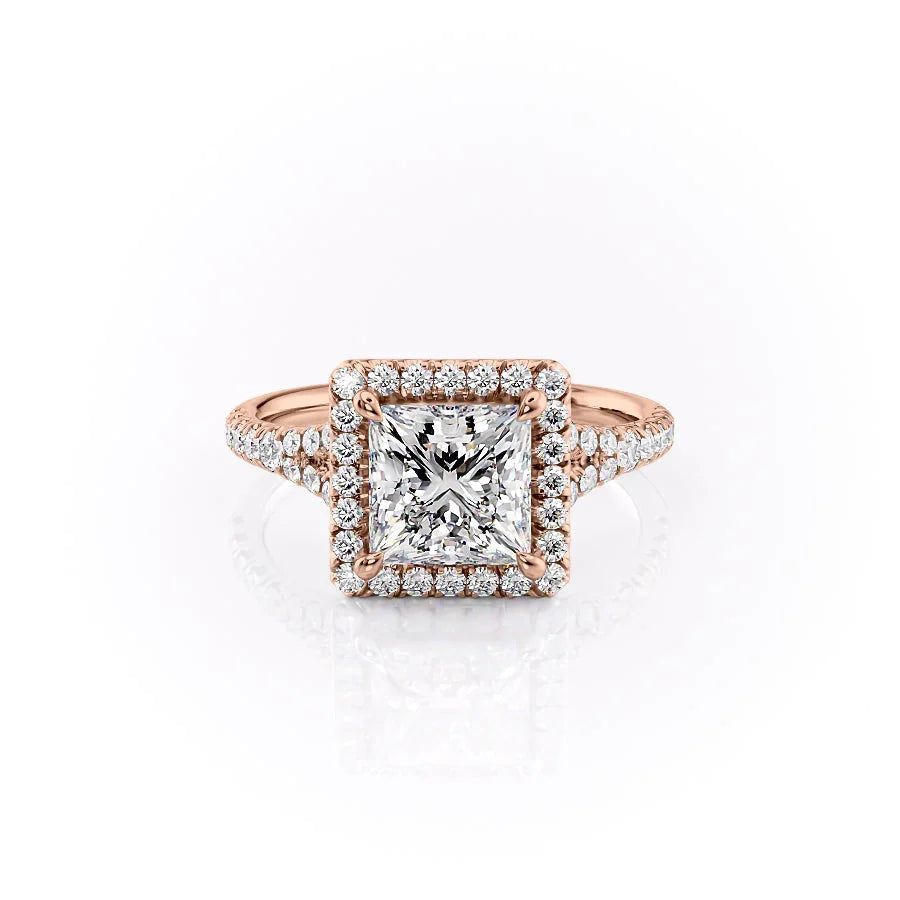 The Molly Set With Princess Pave Lab Diamond 1 Carat 14K Rose#material_rose