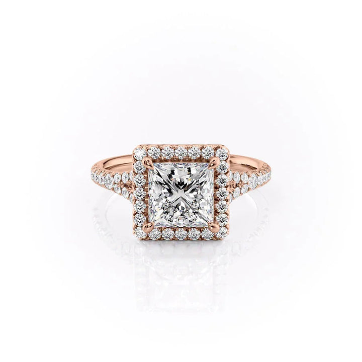 The Molly Set With Princess Pave Lab Diamond 1 Carat 14K Rose#material_rose