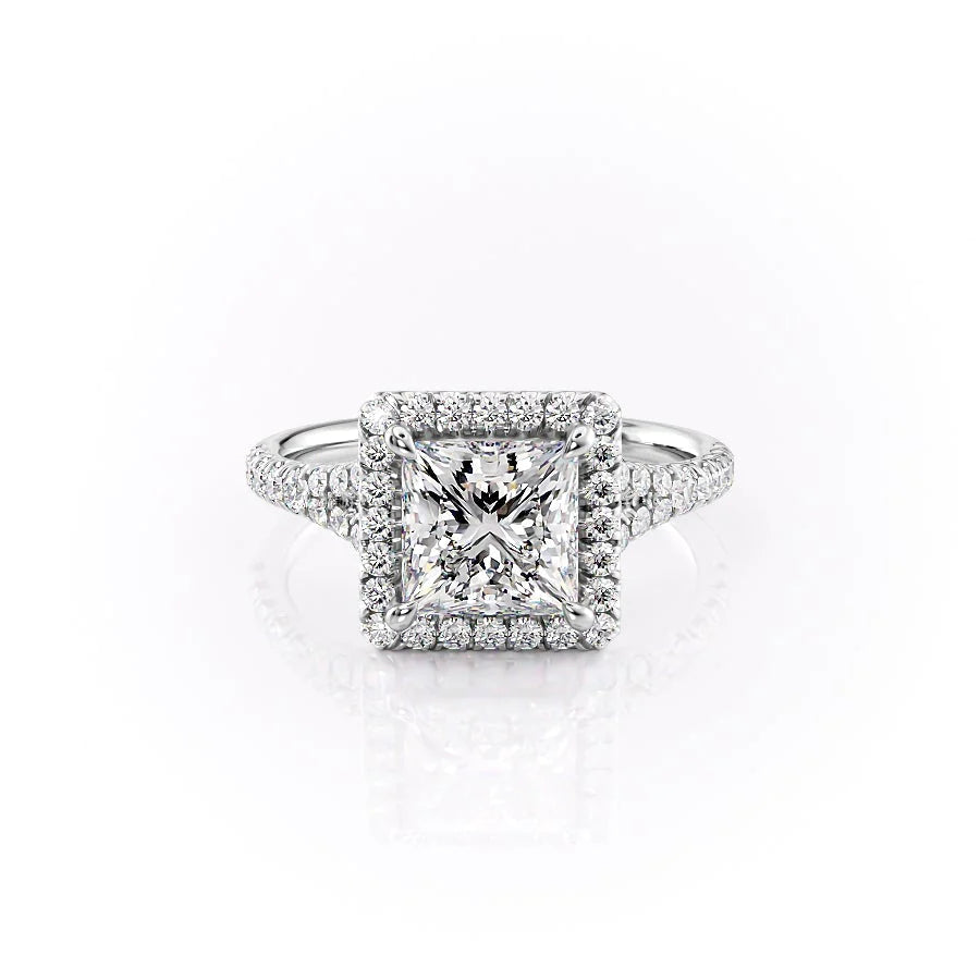 The Molly Set With Princess Pave Lab Diamond 1 Carat 14K White#material_white