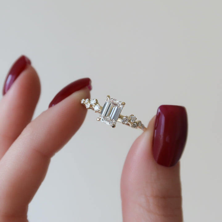 The Mona Emerald Lab Diamond Moissanite Engagement Ring *Shown with 1 ct #material_gold